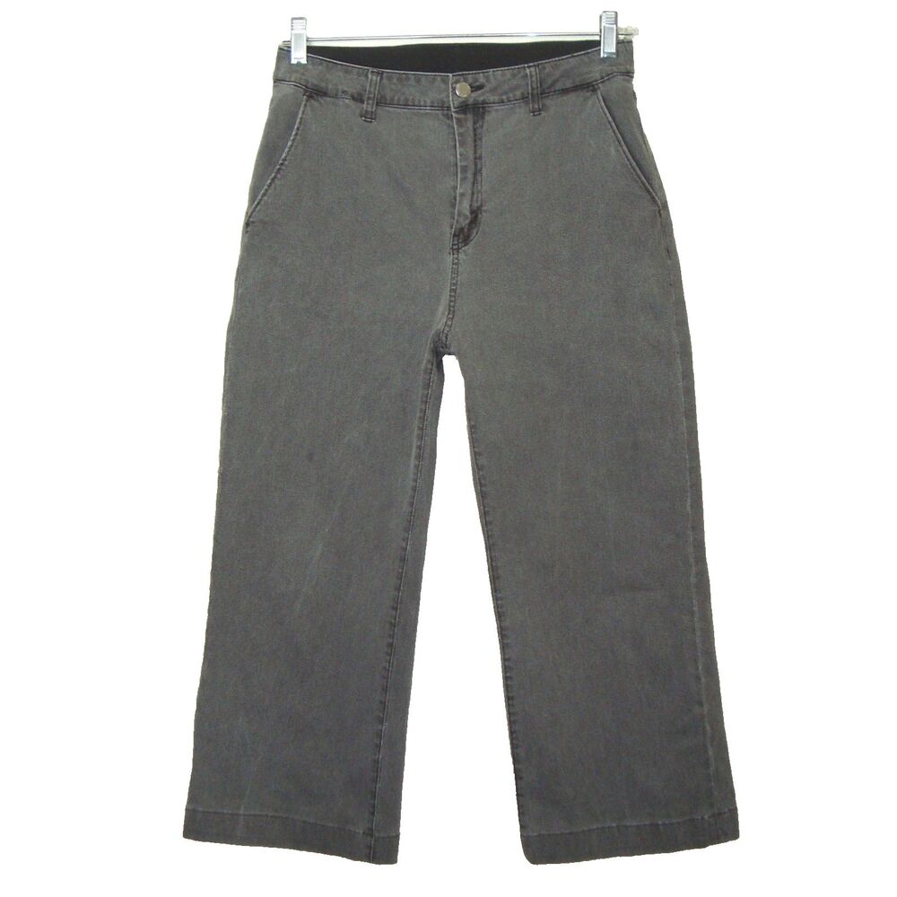 Mila Schön High Rise Wide Leg Cropped Faded Black Cropped Jeans Size 8/10?